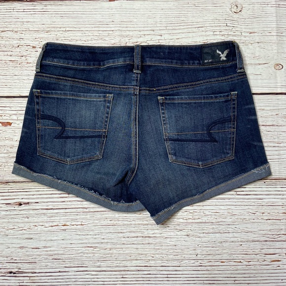 AEO American Eagle Outfitters Shortie Dark Denim Jean Shorts Sz 8 - Picture 10 of 13